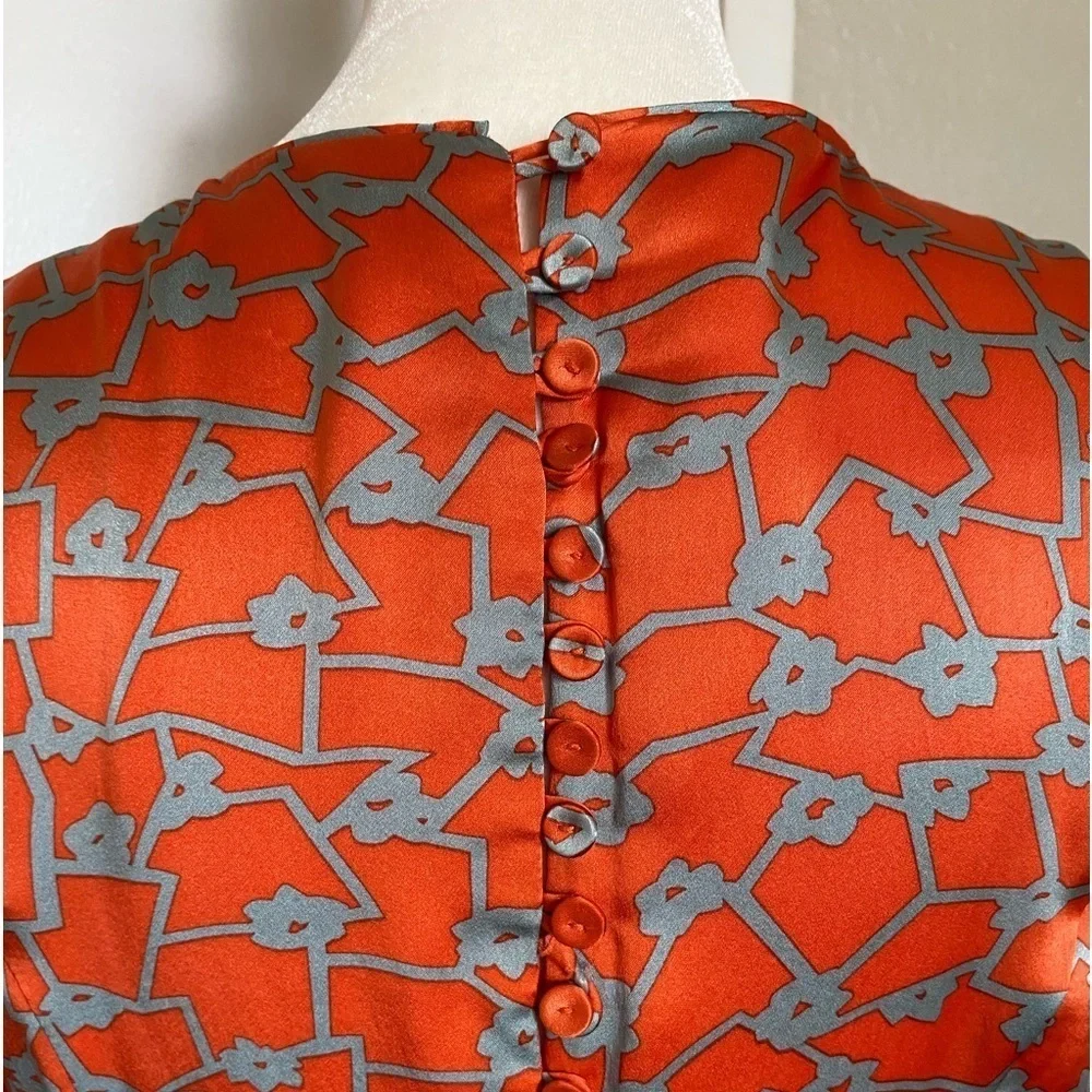 Harlyn for Anthropologie Orange and Gray Long Sleeved Fit and Flare Dress 6 - Picture 4 of 8